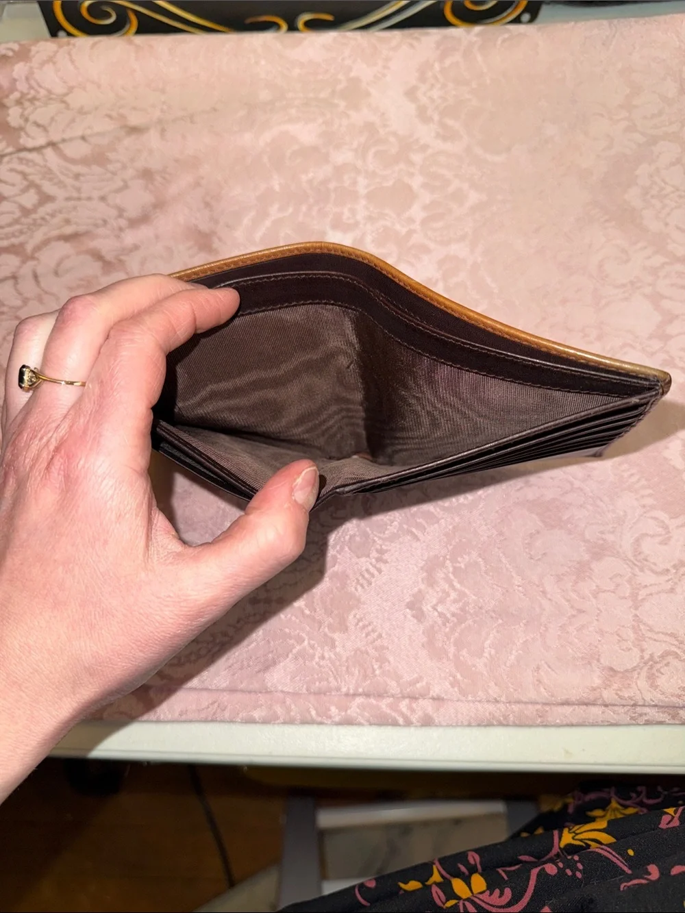 Salvatore Ferragamo Tan Pebbled Leather Bi-Fold Wallet